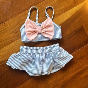 Ruffle Butts Blue and Pink Striped Bikini